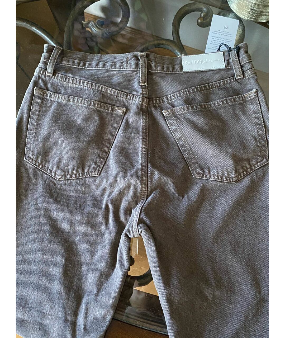 RE/DONE Бордовые хлопковые джинсы слим, фото 2