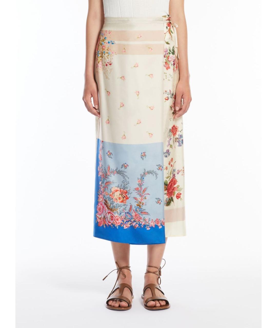 WEEKEND MAX MARA Мульти шелковая юбка миди, фото 3