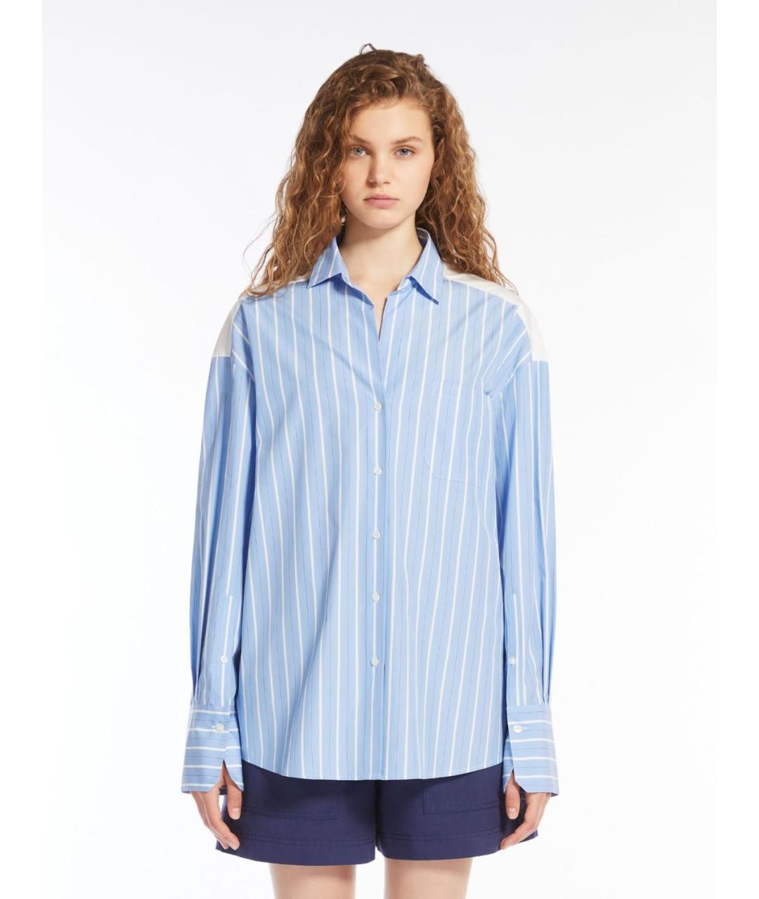 WEEKEND MAX MARA Голубая хлопковая рубашка, фото 3
