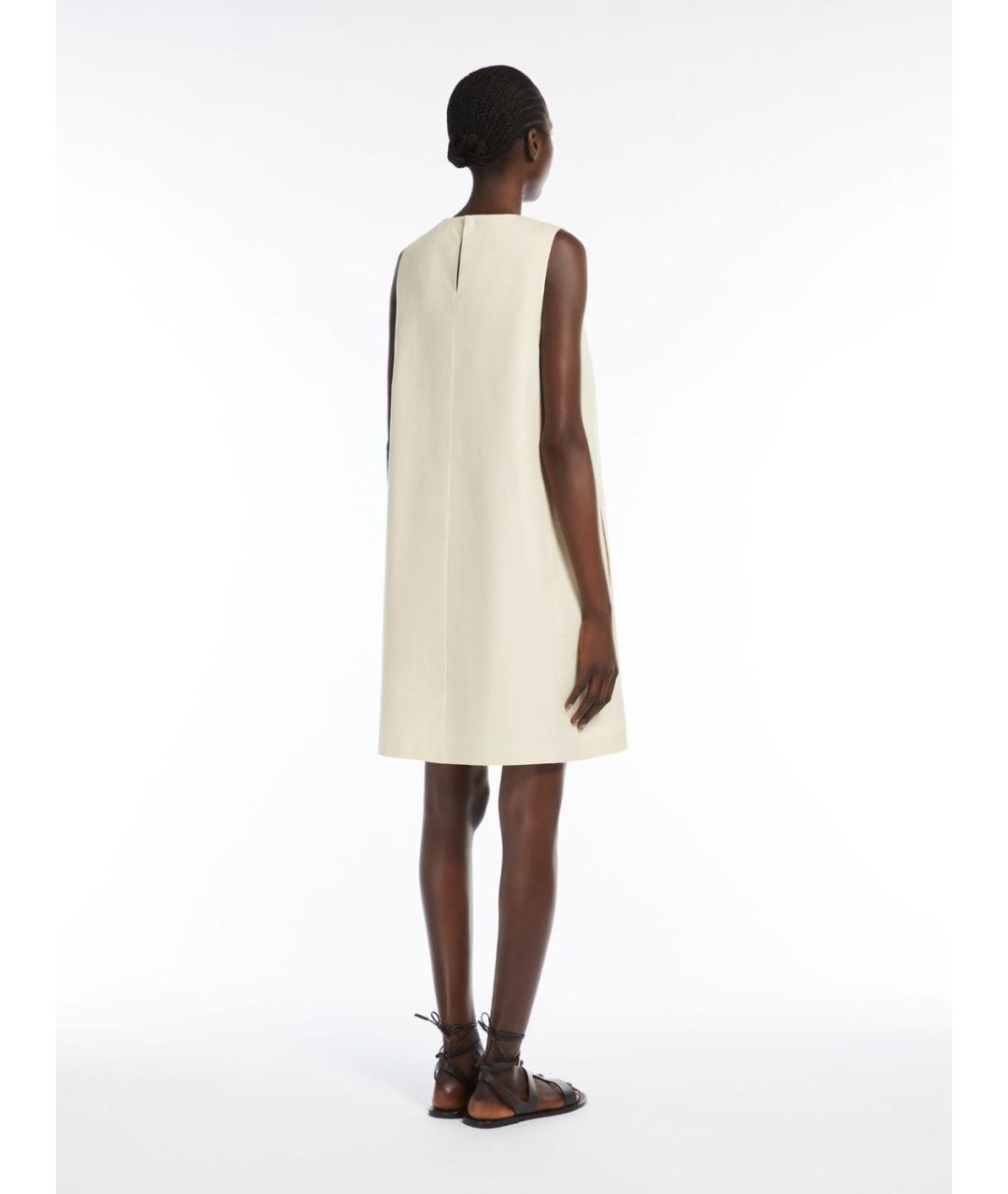 WEEKEND MAX MARA Бежевое хлопковое повседневное платье, фото 4