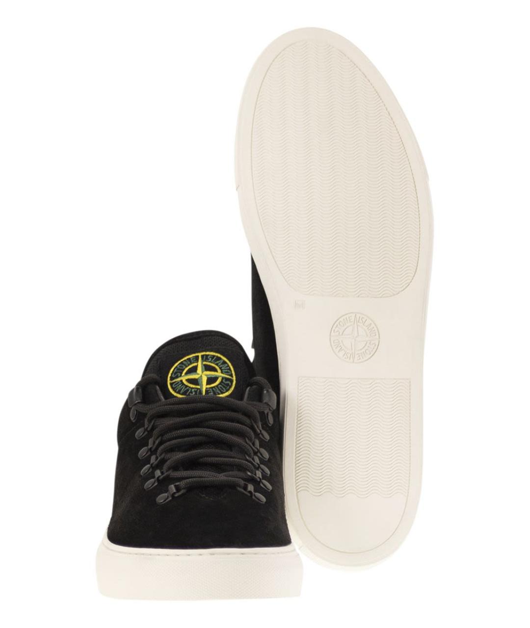 STONE ISLAND Черные замшевые низкие кроссовки / кеды, фото 5