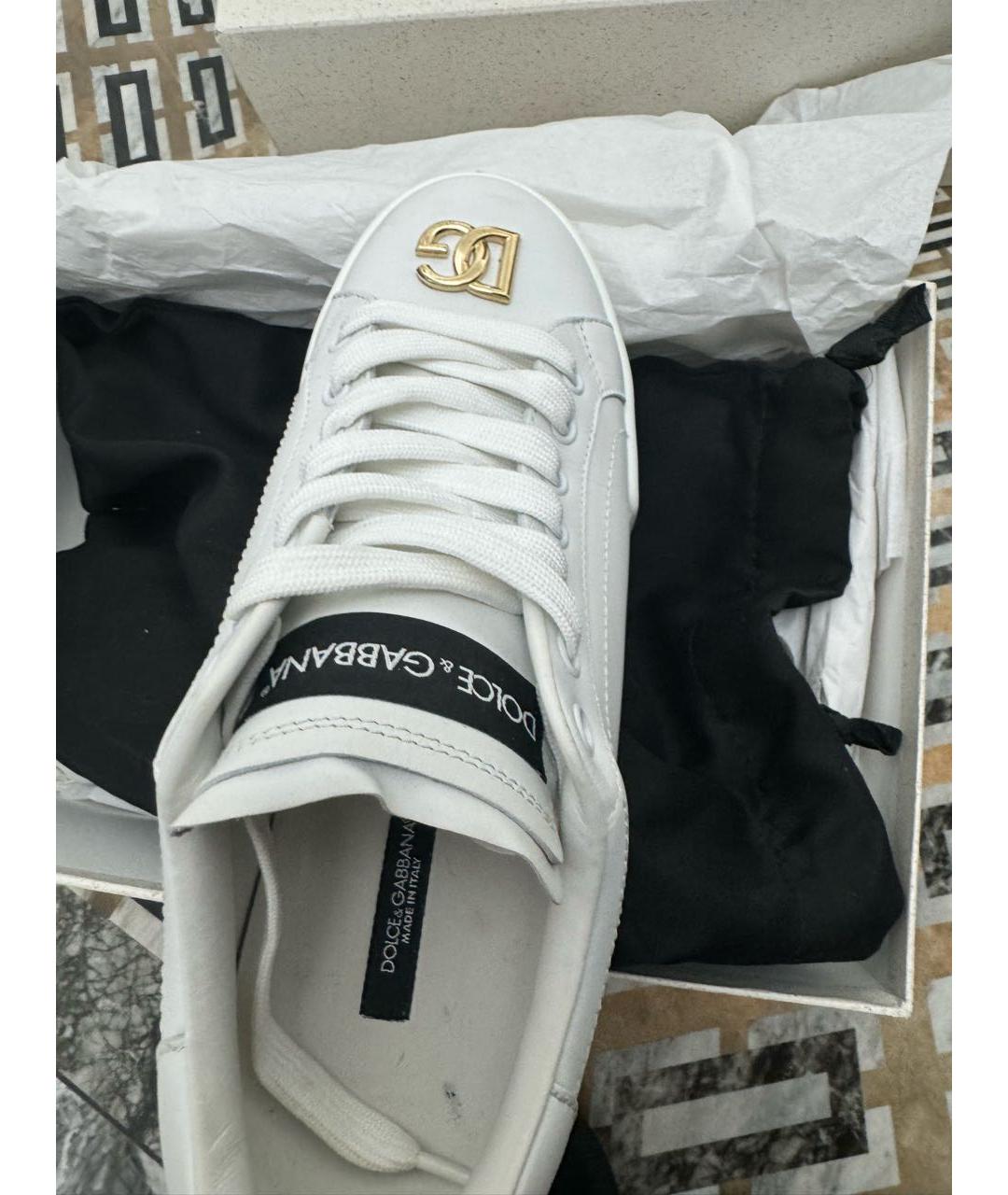 DOLCE&GABBANA Белые кожаные кроссовки, фото 3