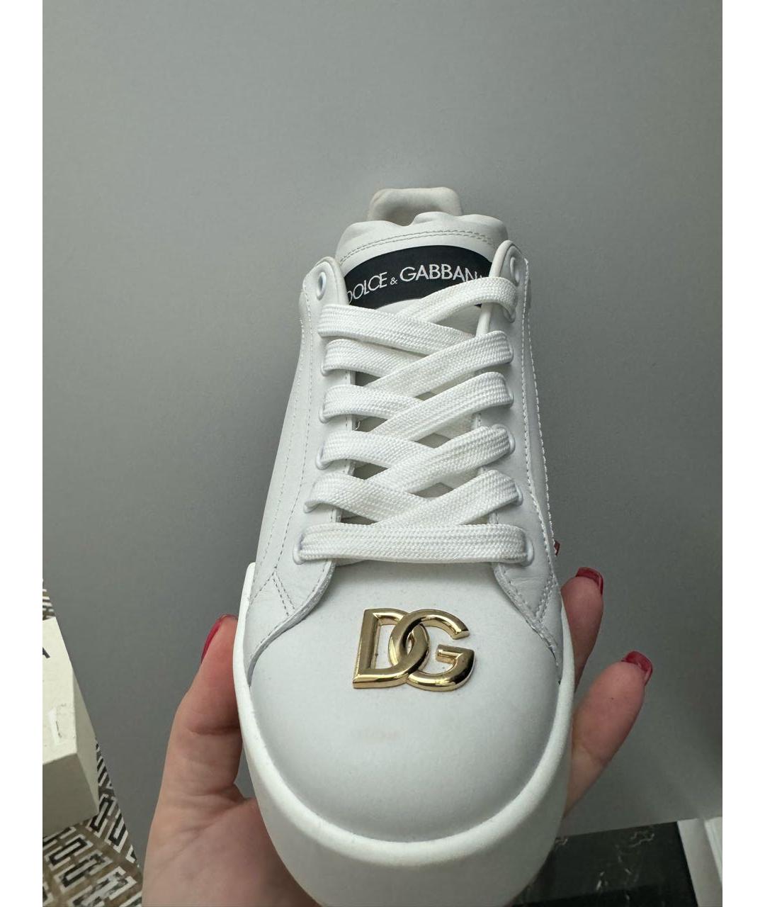 DOLCE&GABBANA Белые кожаные кроссовки, фото 2
