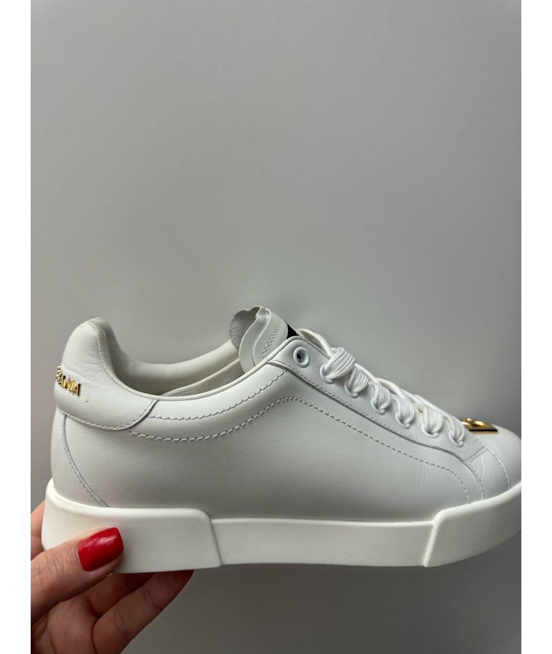 DOLCE&GABBANA Белые кожаные кроссовки, фото 5