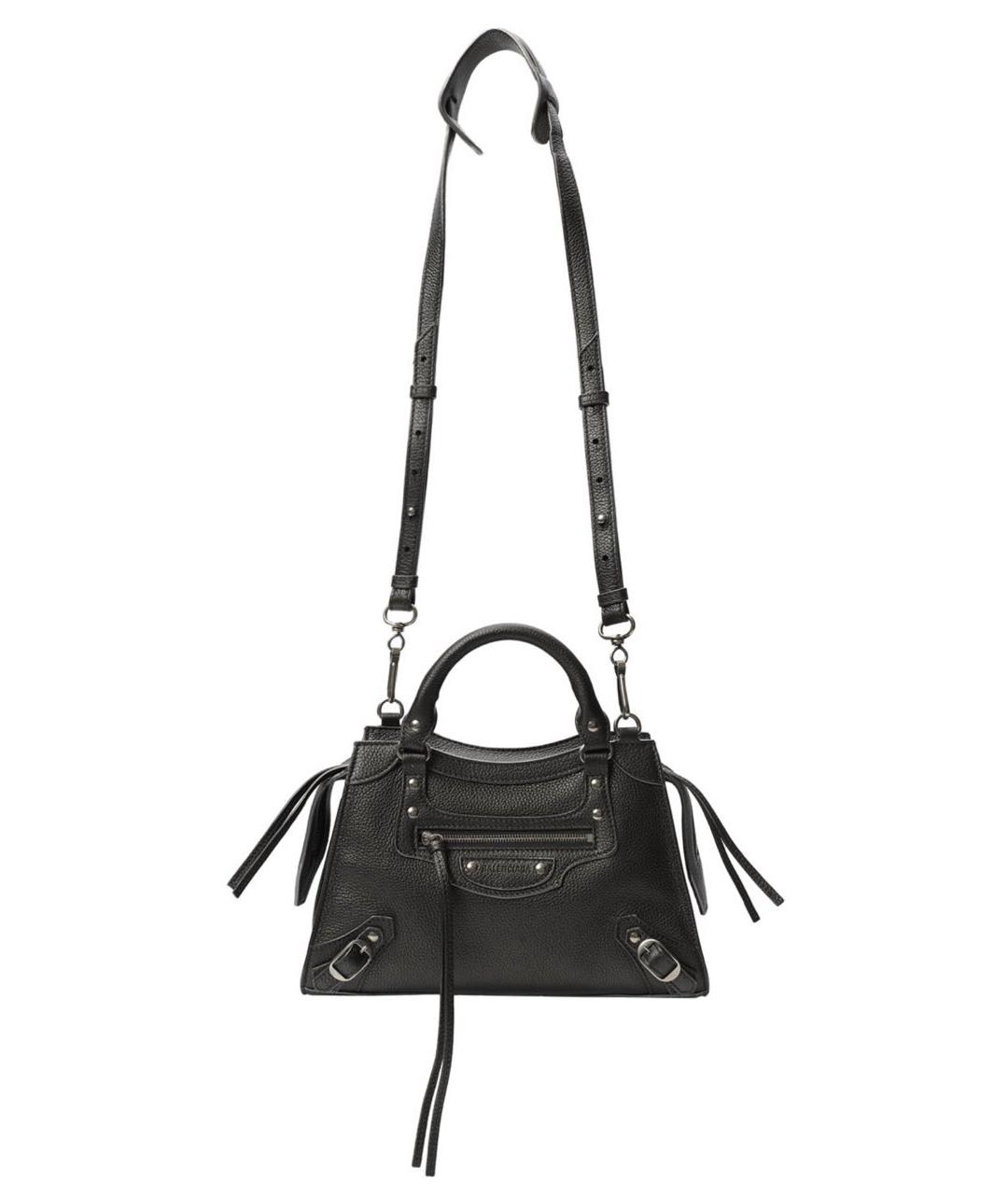 BALENCIAGA Антрацитовая кожаная сумка с короткими ручками, фото 6