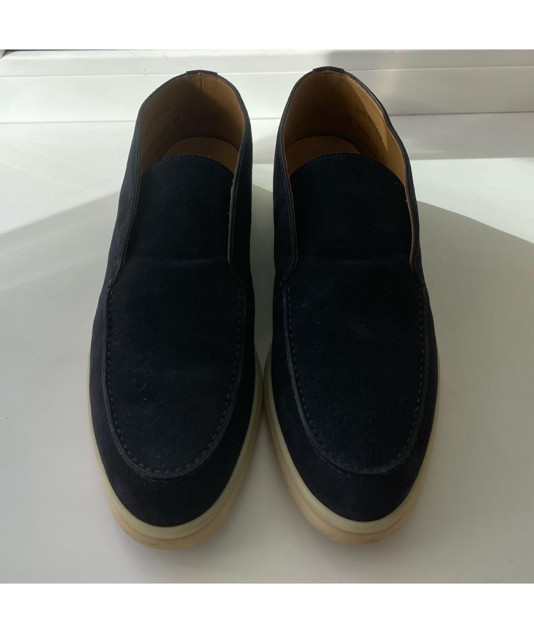 LORO PIANA Темно-синие замшевые лоферы, фото 5