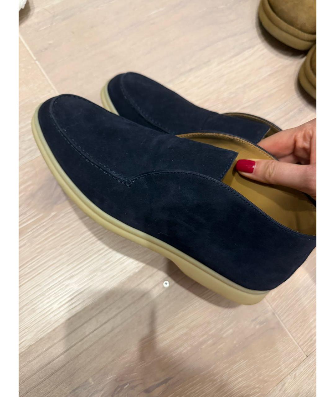 LORO PIANA Темно-синие замшевые лоферы, фото 2