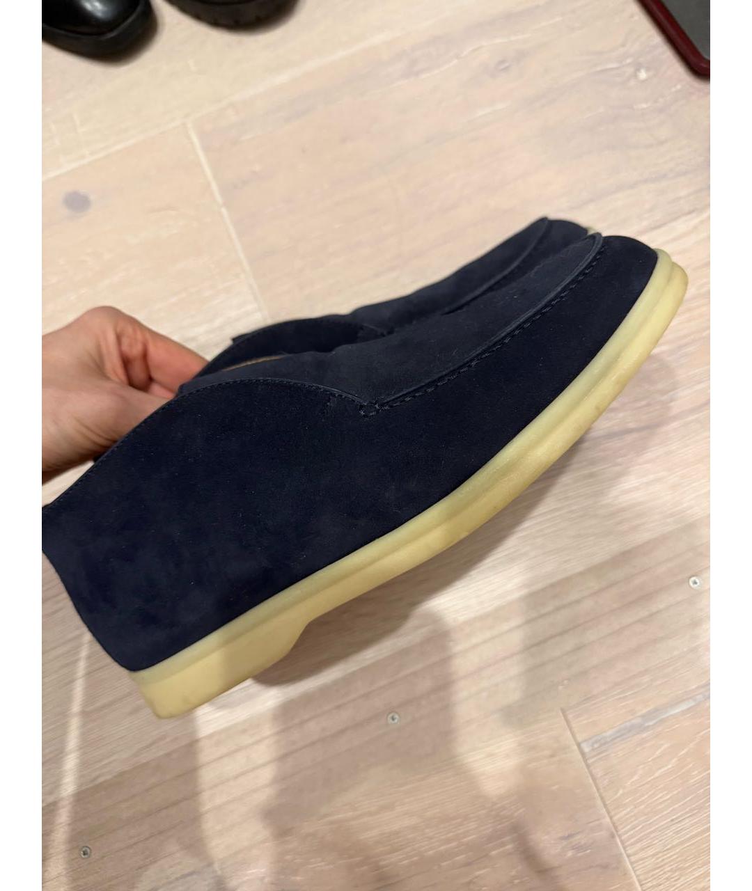 LORO PIANA Темно-синие замшевые лоферы, фото 3