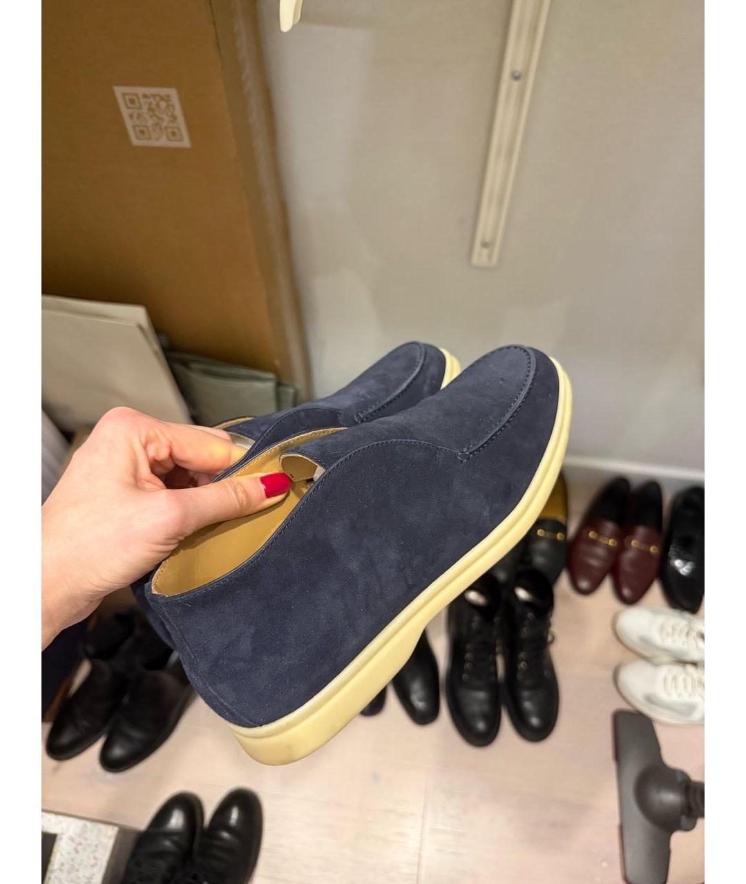 LORO PIANA Темно-синие замшевые лоферы, фото 6