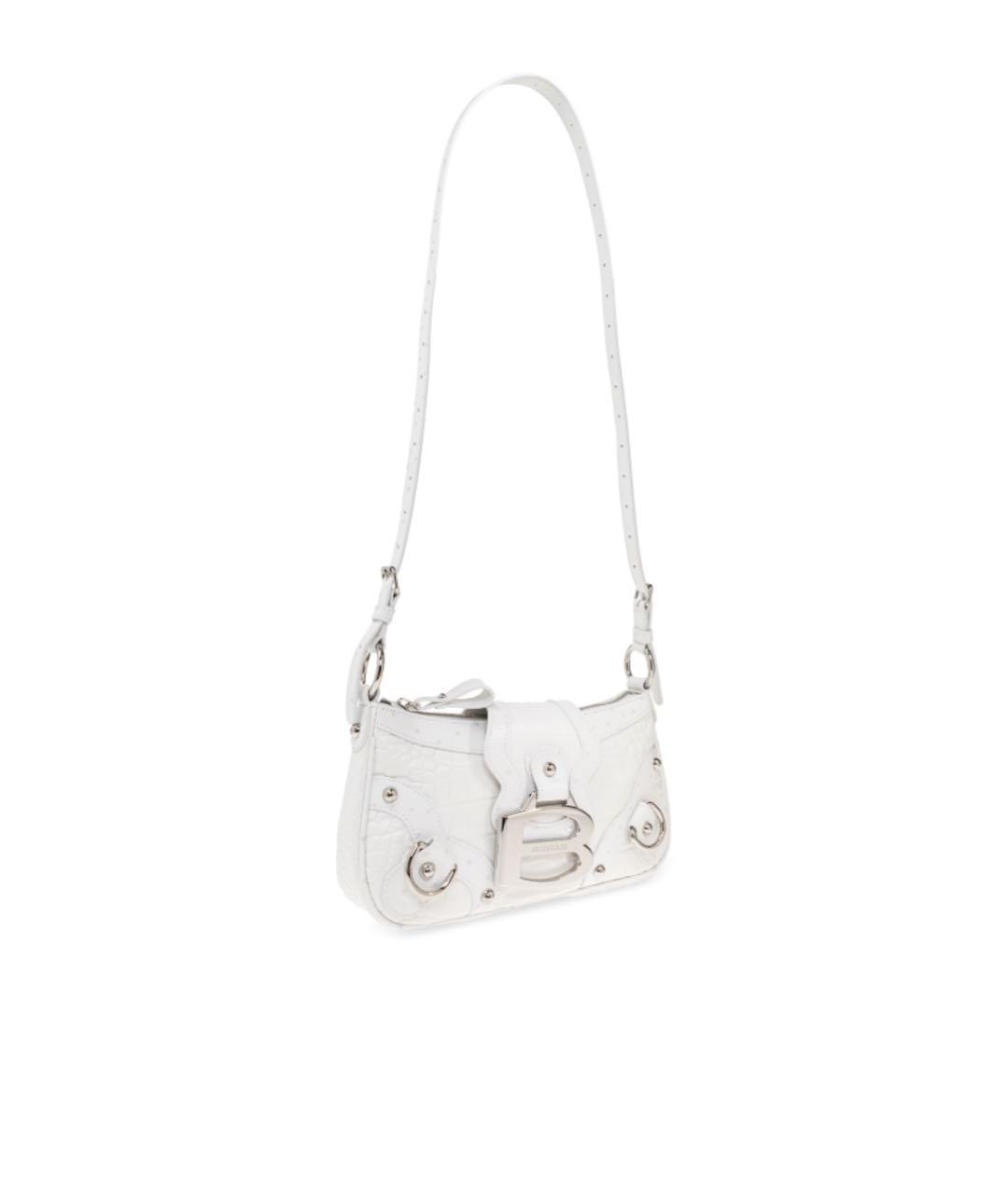 BALENCIAGA Белая кожаная сумка через плечо, фото 3