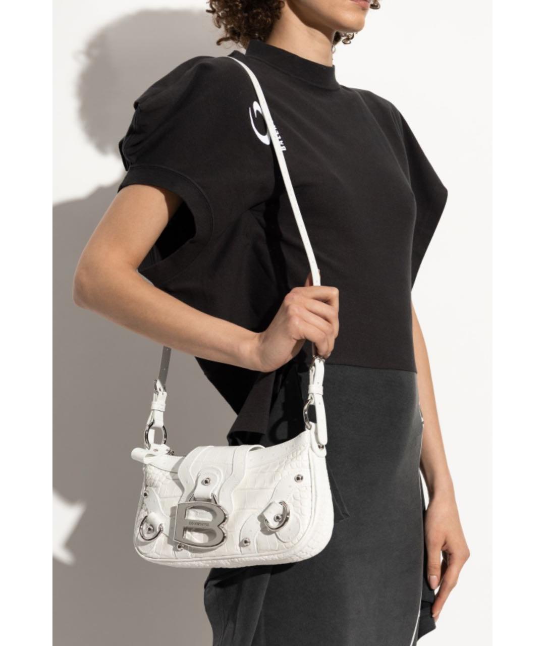 BALENCIAGA Белая кожаная сумка через плечо, фото 2