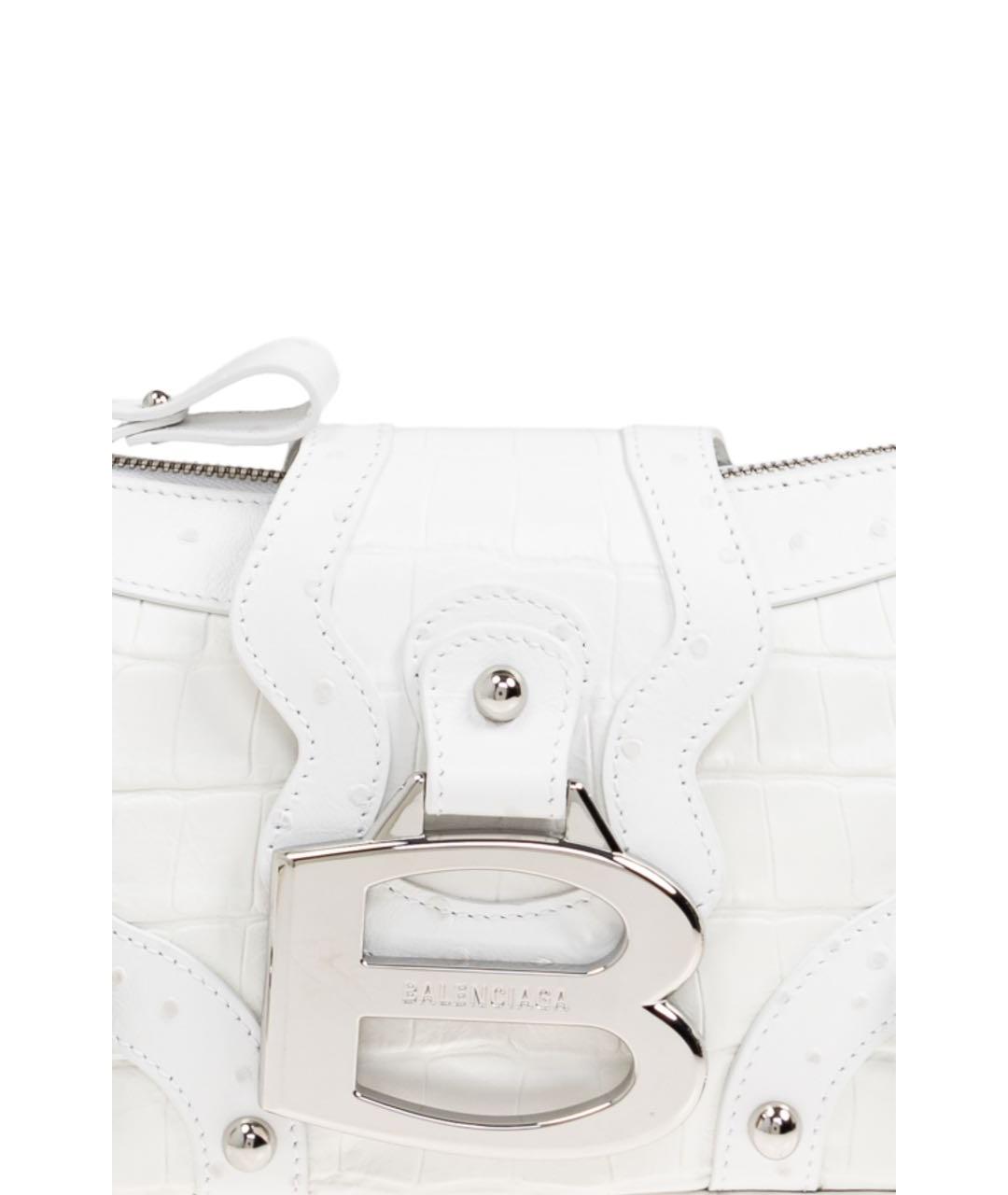 BALENCIAGA Белая кожаная сумка через плечо, фото 5