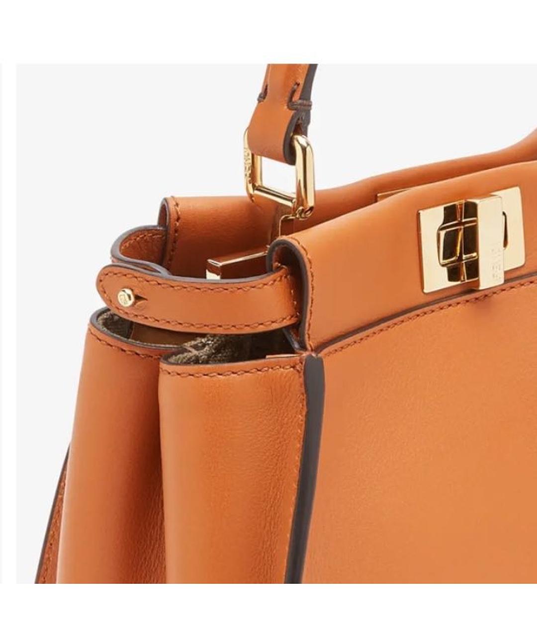 FENDI Коричневая кожаная сумка через плечо, фото 4