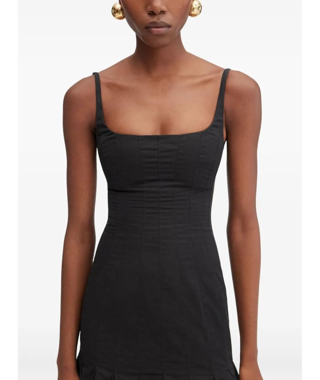 JACQUEMUS Черное хлопковое коктейльное платье, фото 5