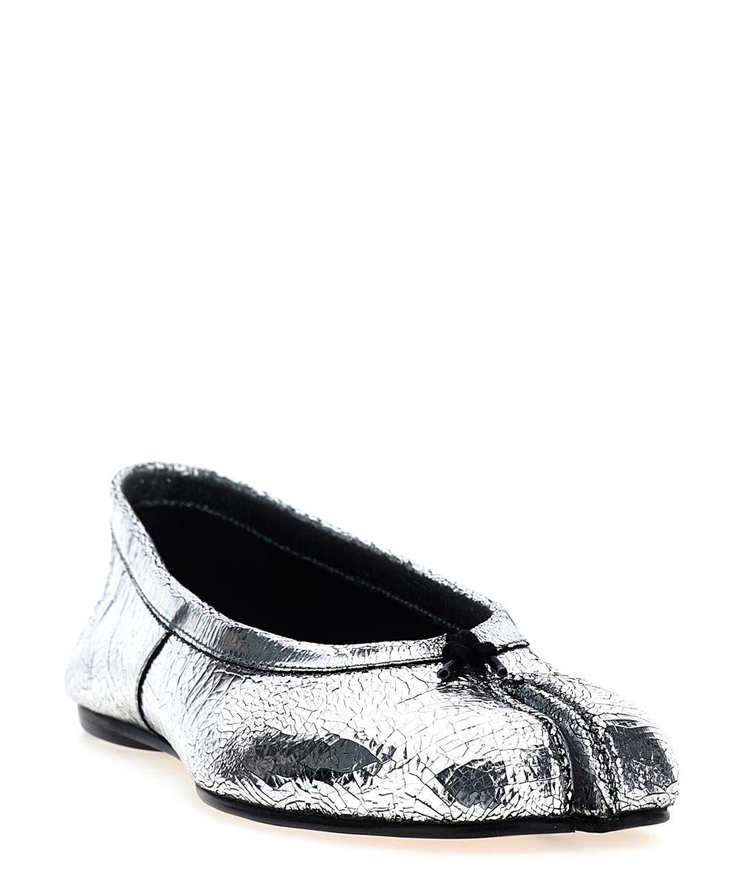 MAISON MARGIELA Серебряные кожаные балетки, фото 2