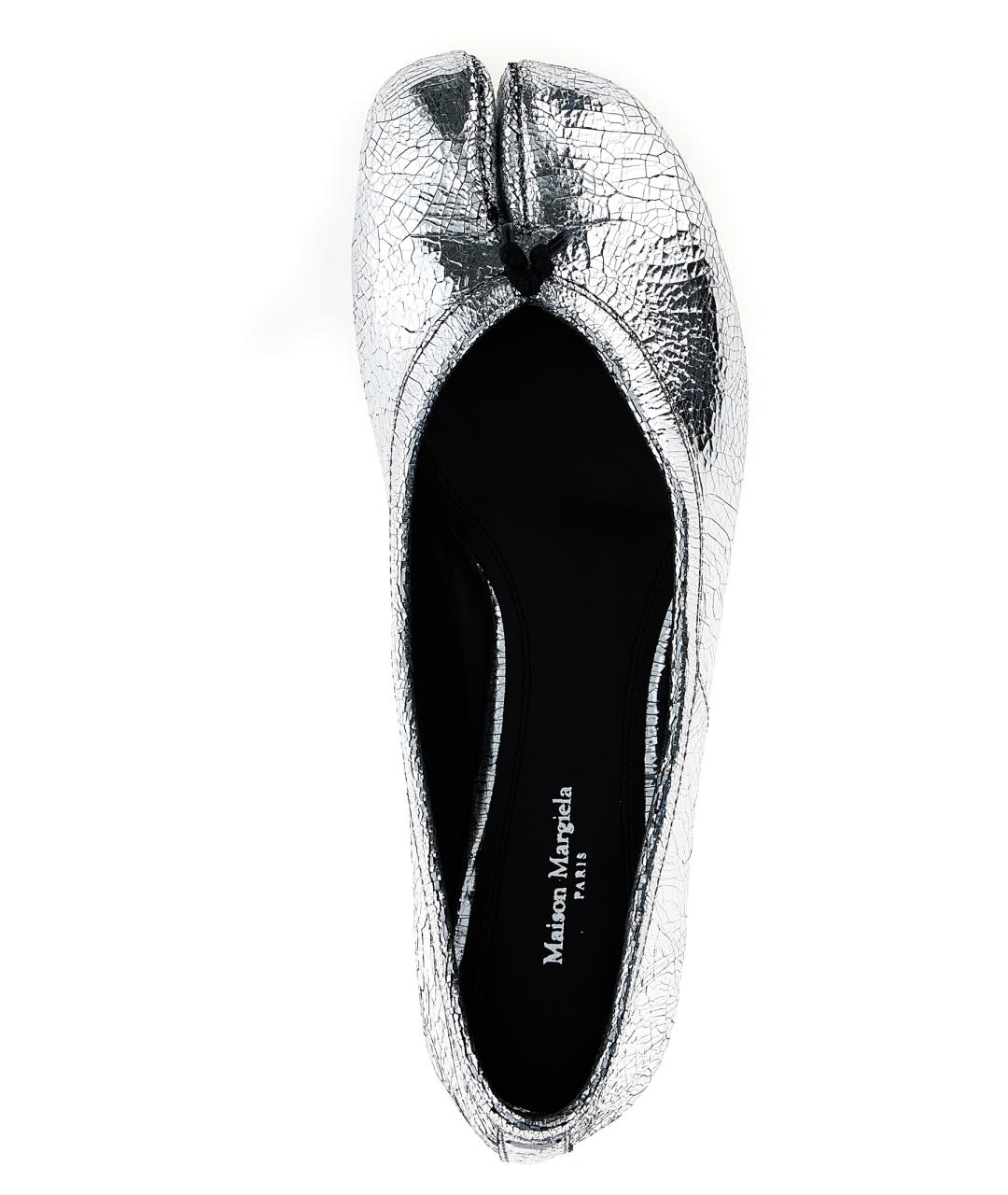 MAISON MARGIELA Серебряные кожаные балетки, фото 4