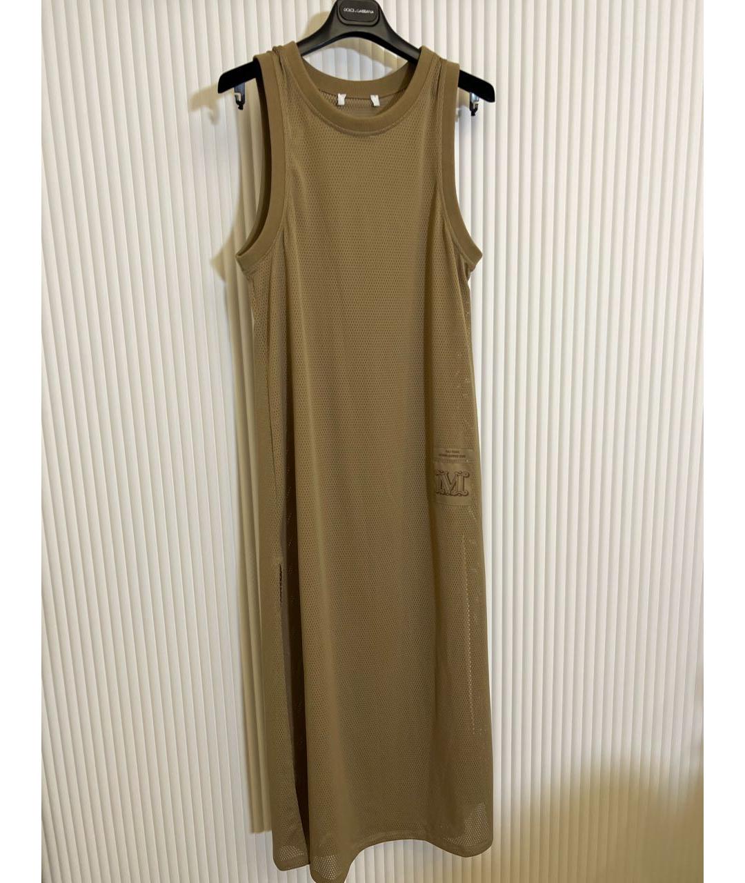 MAX MARA Бежевое полиэстеровое повседневное платье, фото 9
