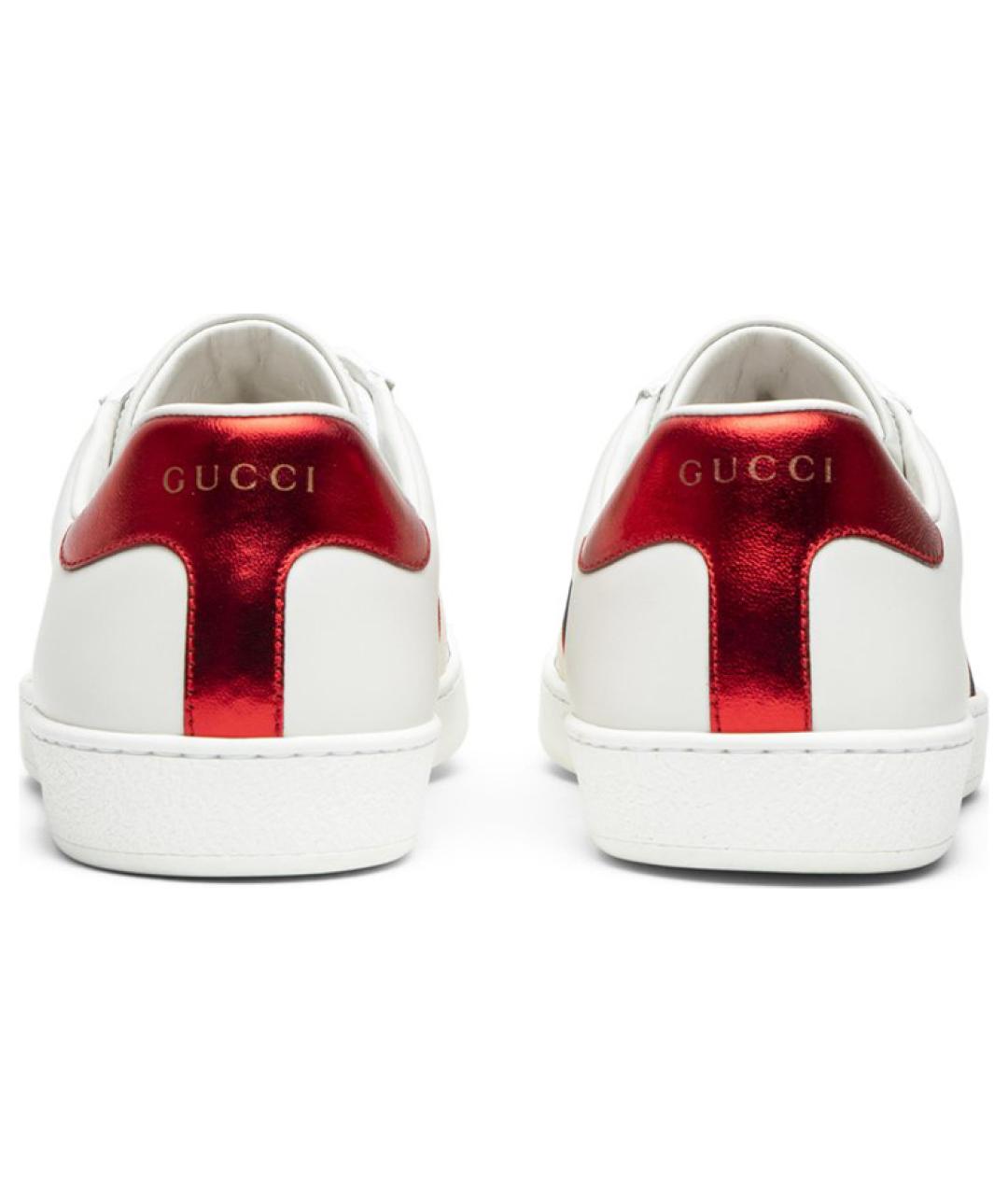 GUCCI Белые кожаные низкие кроссовки / кеды, фото 4