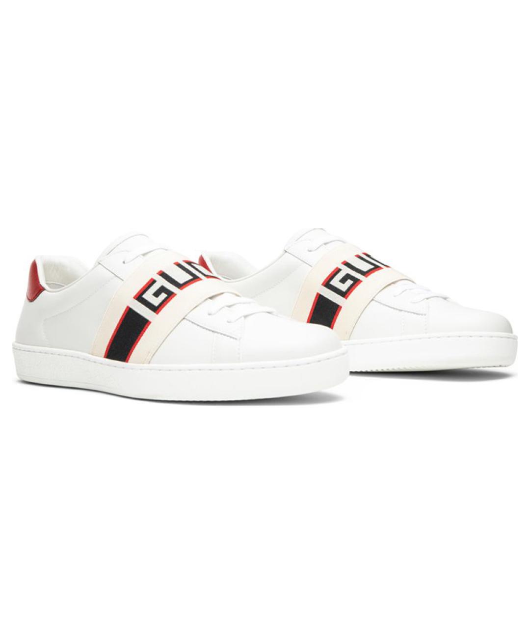 GUCCI Белые кожаные низкие кроссовки / кеды, фото 3