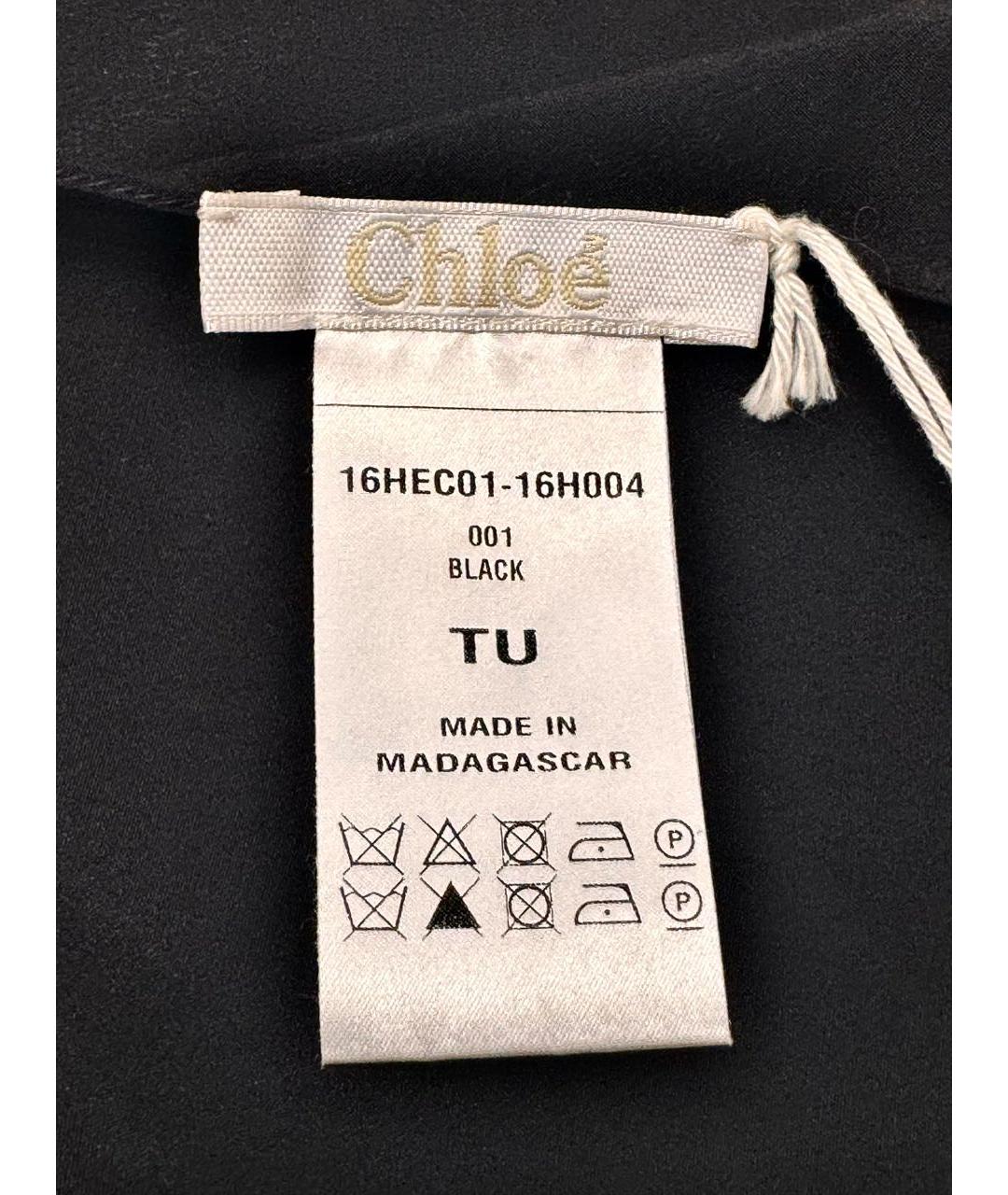 CHLOE Черный шелковый шарф, фото 3