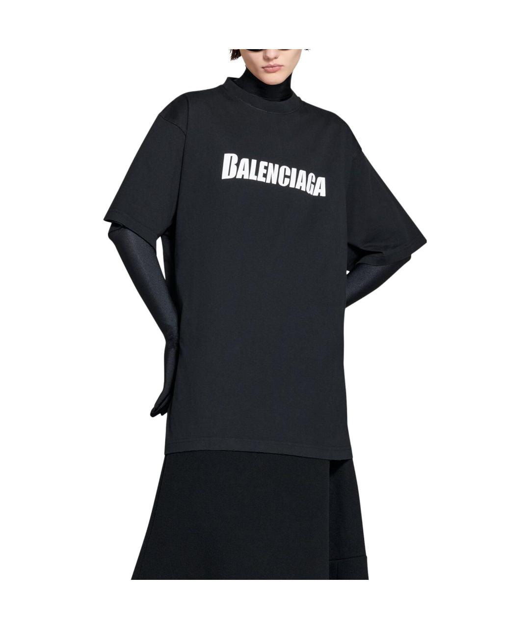 BALENCIAGA Черная хлопковая футболка, фото 3