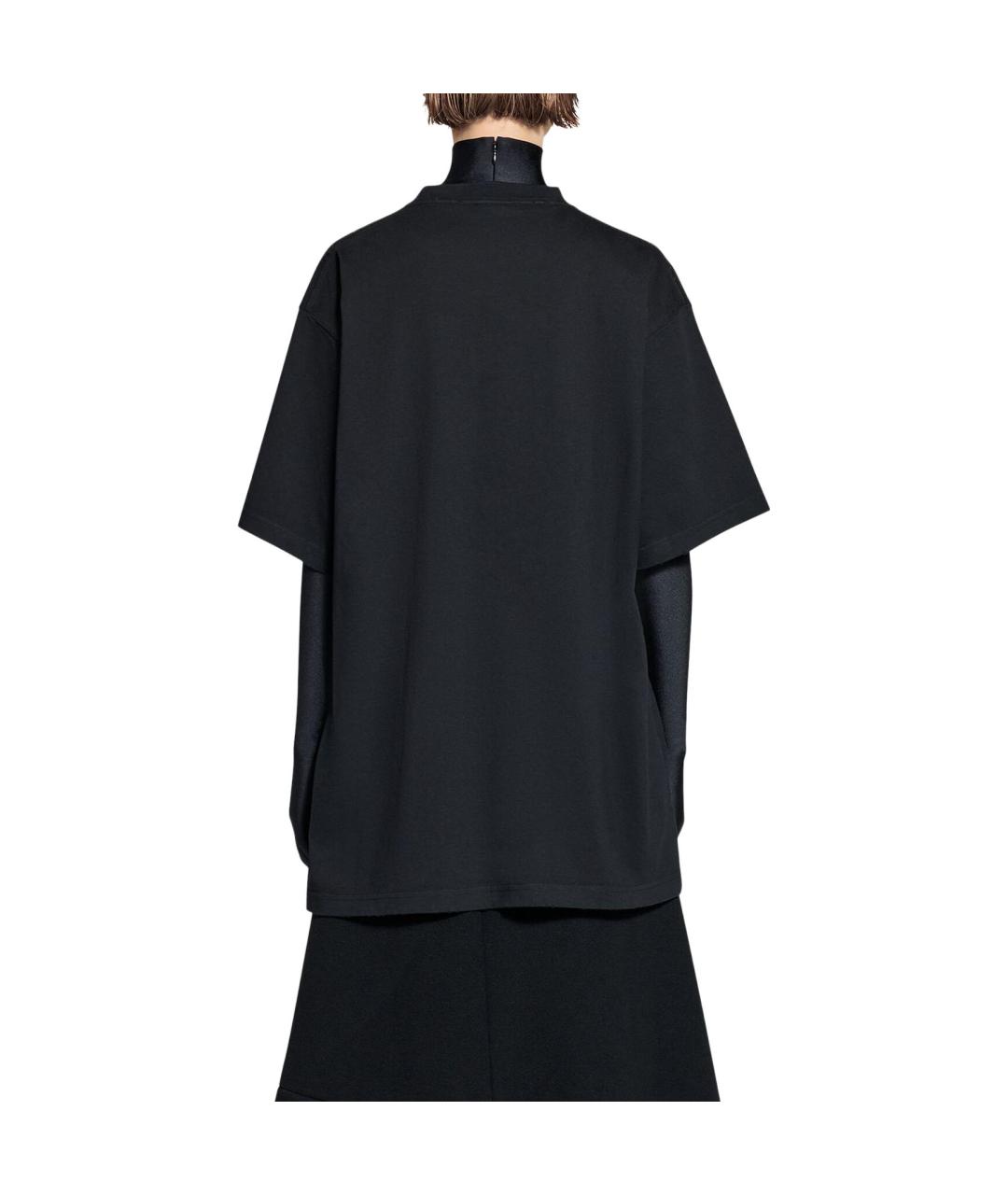 BALENCIAGA Черная хлопковая футболка, фото 4