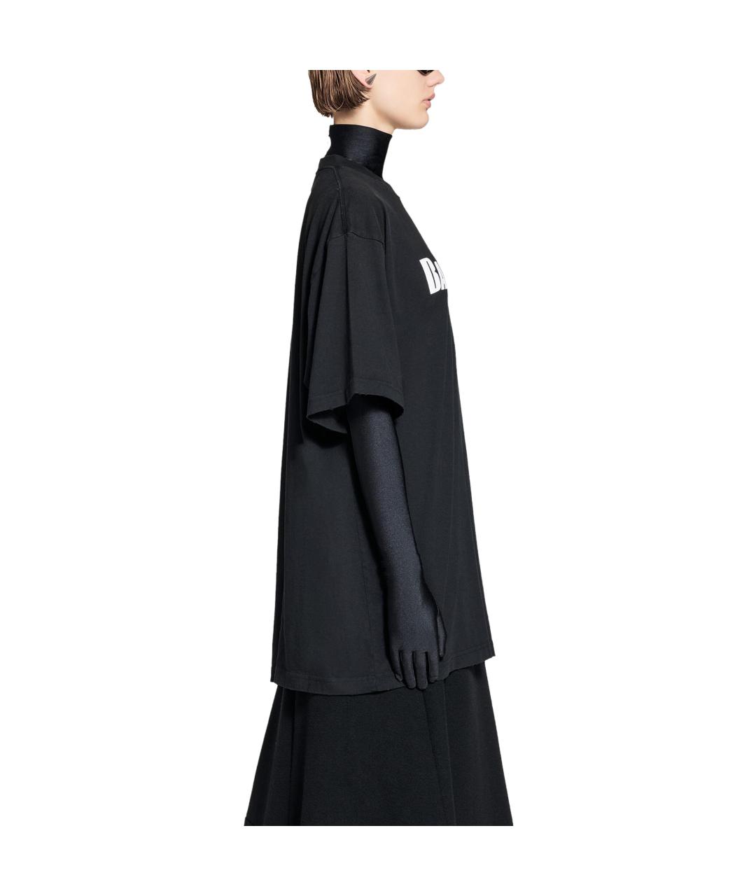 BALENCIAGA Черная хлопковая футболка, фото 5