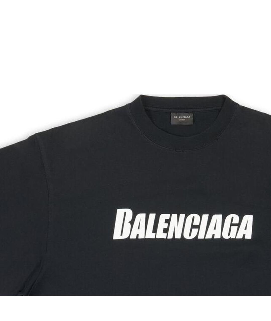 BALENCIAGA Черная хлопковая футболка, фото 7
