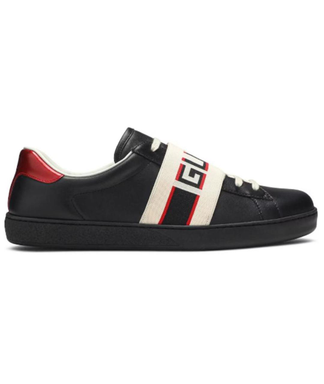 GUCCI Черные кожаные низкие кроссовки / кеды, фото 2
