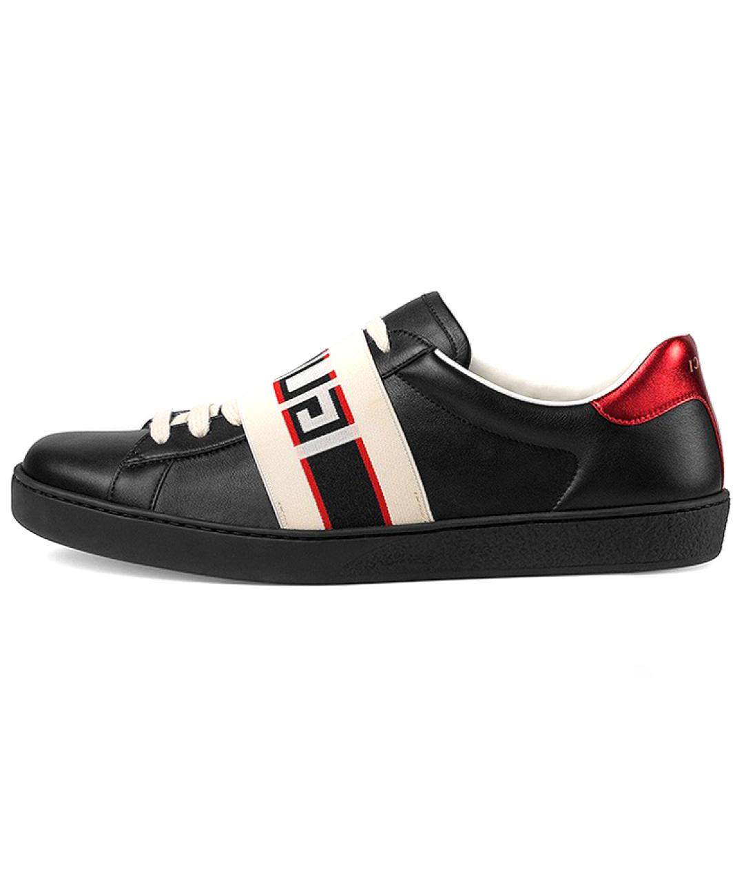 GUCCI Черные кожаные низкие кроссовки / кеды, фото 6