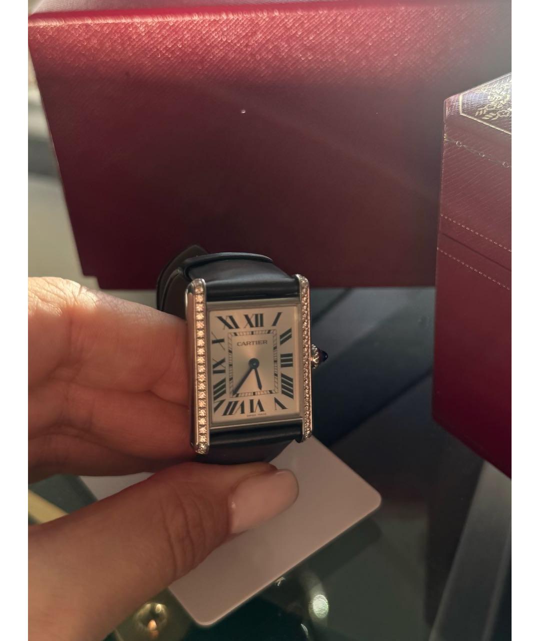 CARTIER Черные металлические часы, фото 6