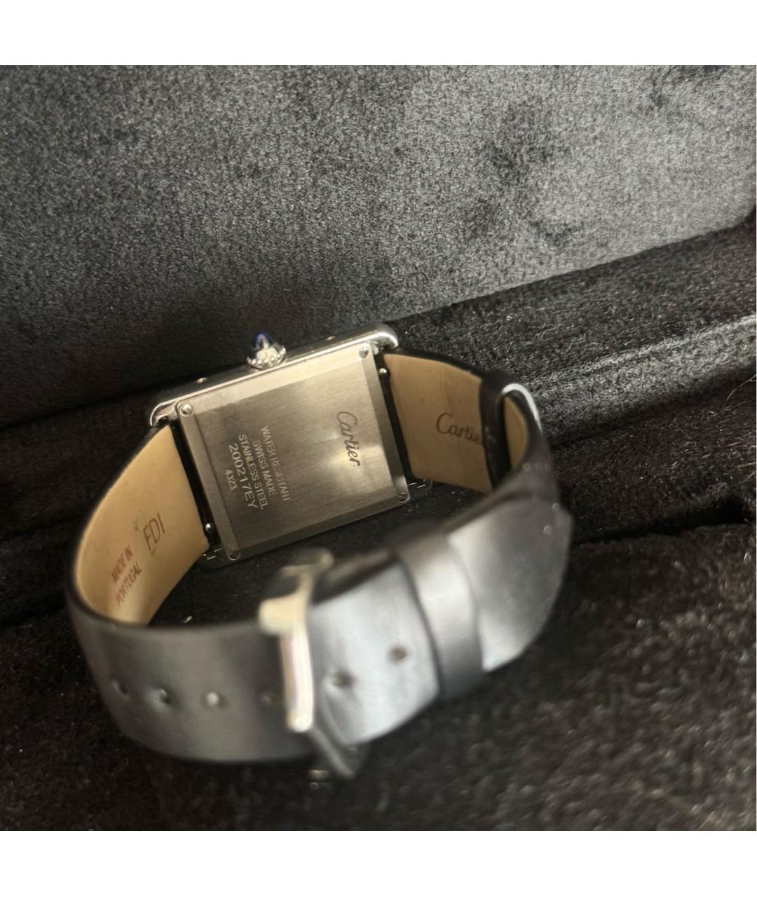 CARTIER Черные металлические часы, фото 4