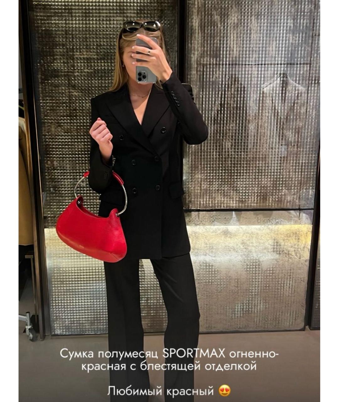 SPORTMAX Красная кожаная сумка с короткими ручками, фото 3