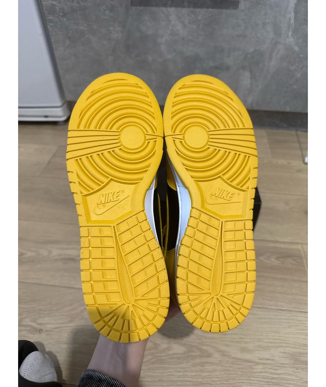 NIKE Желтые кожаные высокие кроссовки / кеды, фото 8