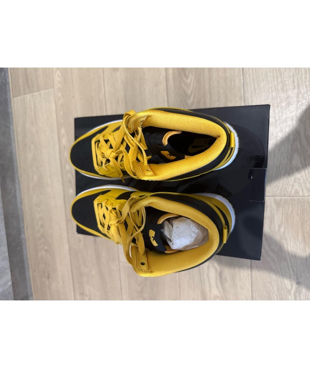 NIKE Желтые кожаные высокие кроссовки / кеды, фото 3