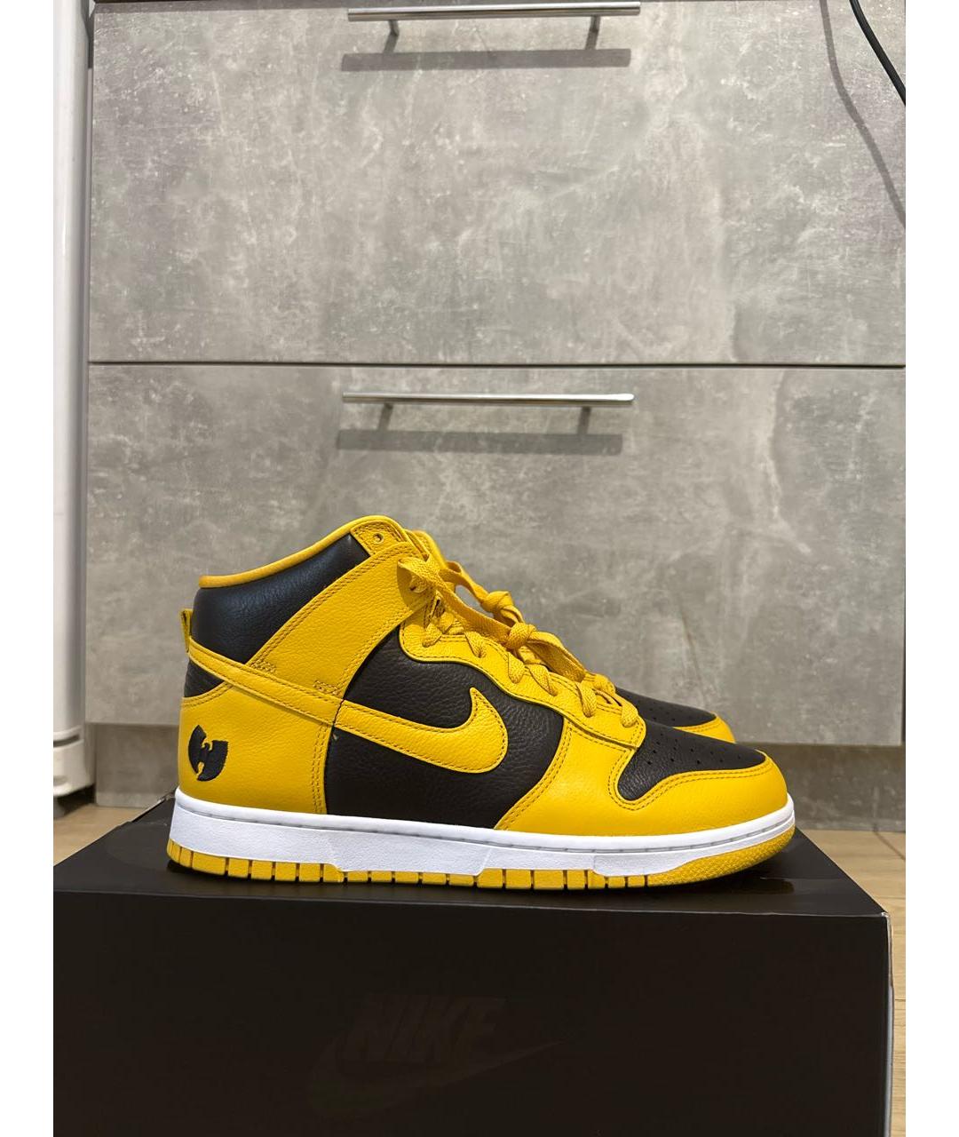 NIKE Желтые кожаные высокие кроссовки / кеды, фото 6