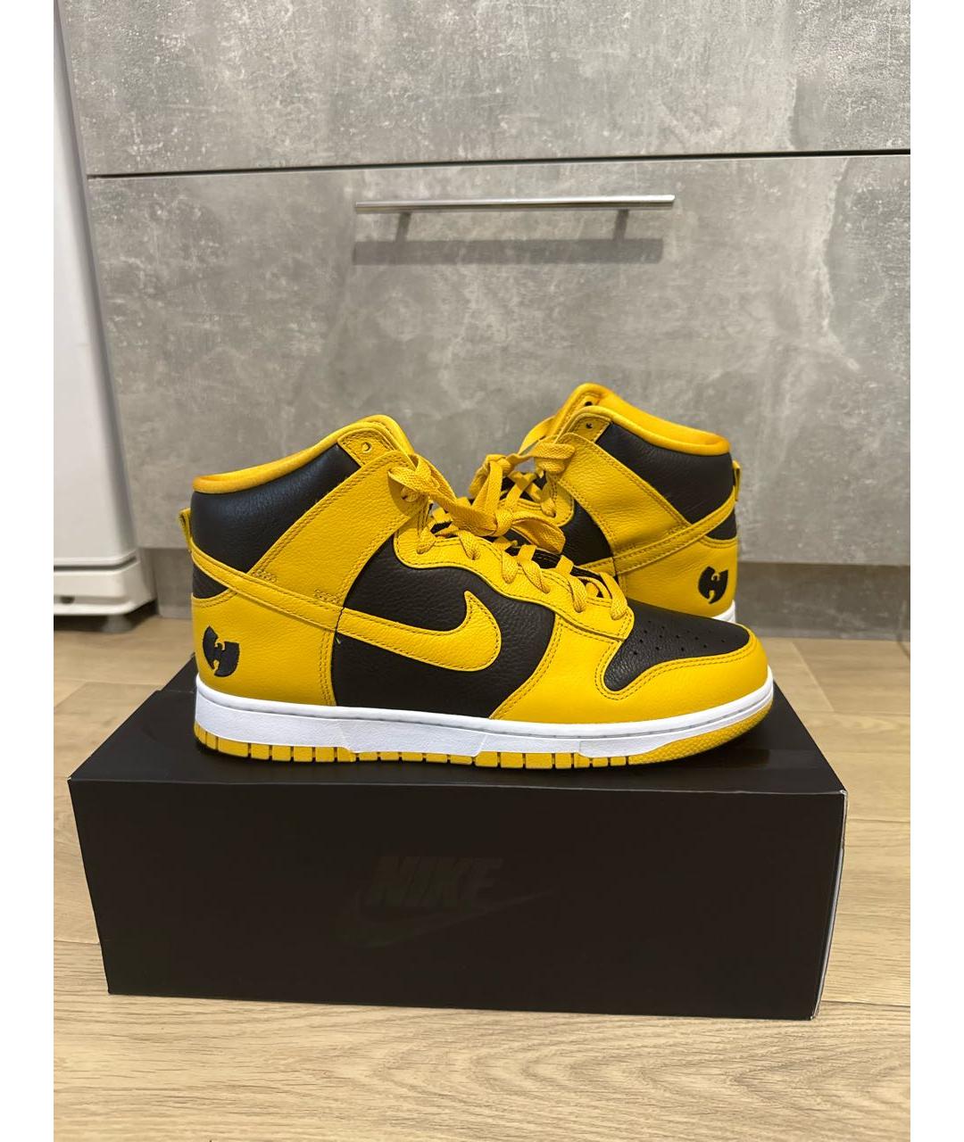 NIKE Желтые кожаные высокие кроссовки / кеды, фото 7