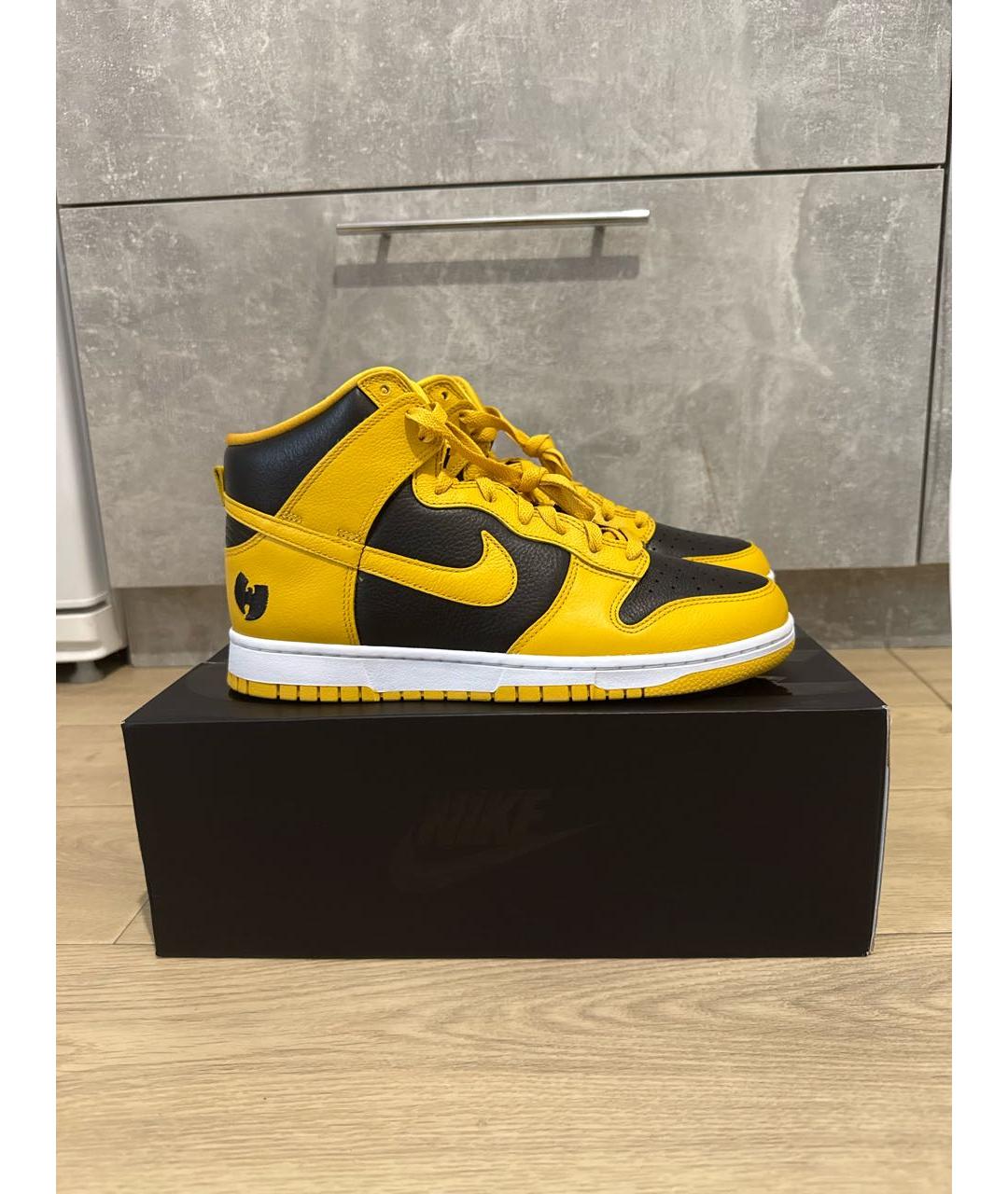 NIKE Желтые кожаные высокие кроссовки / кеды, фото 9