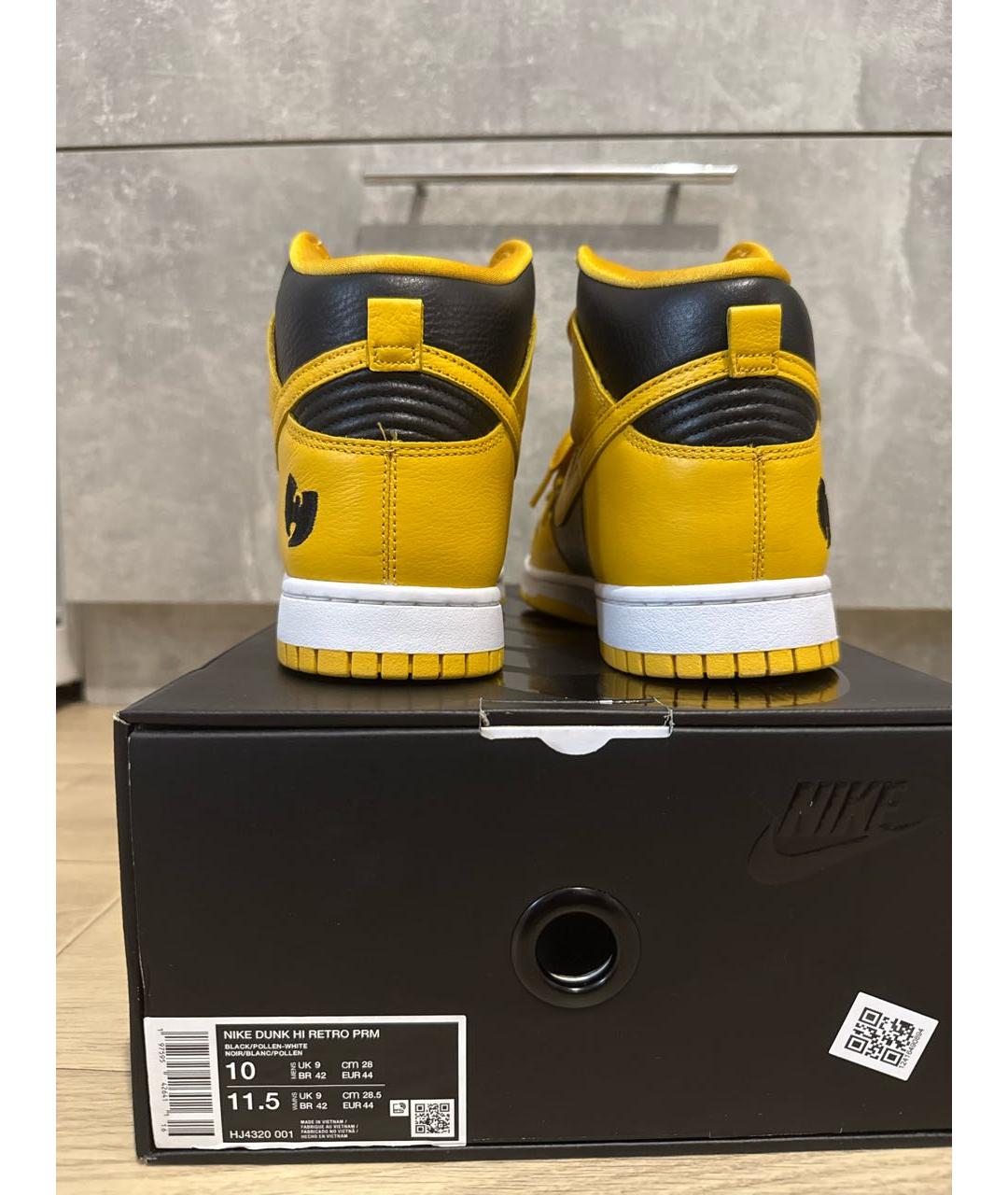 NIKE Желтые кожаные высокие кроссовки / кеды, фото 5