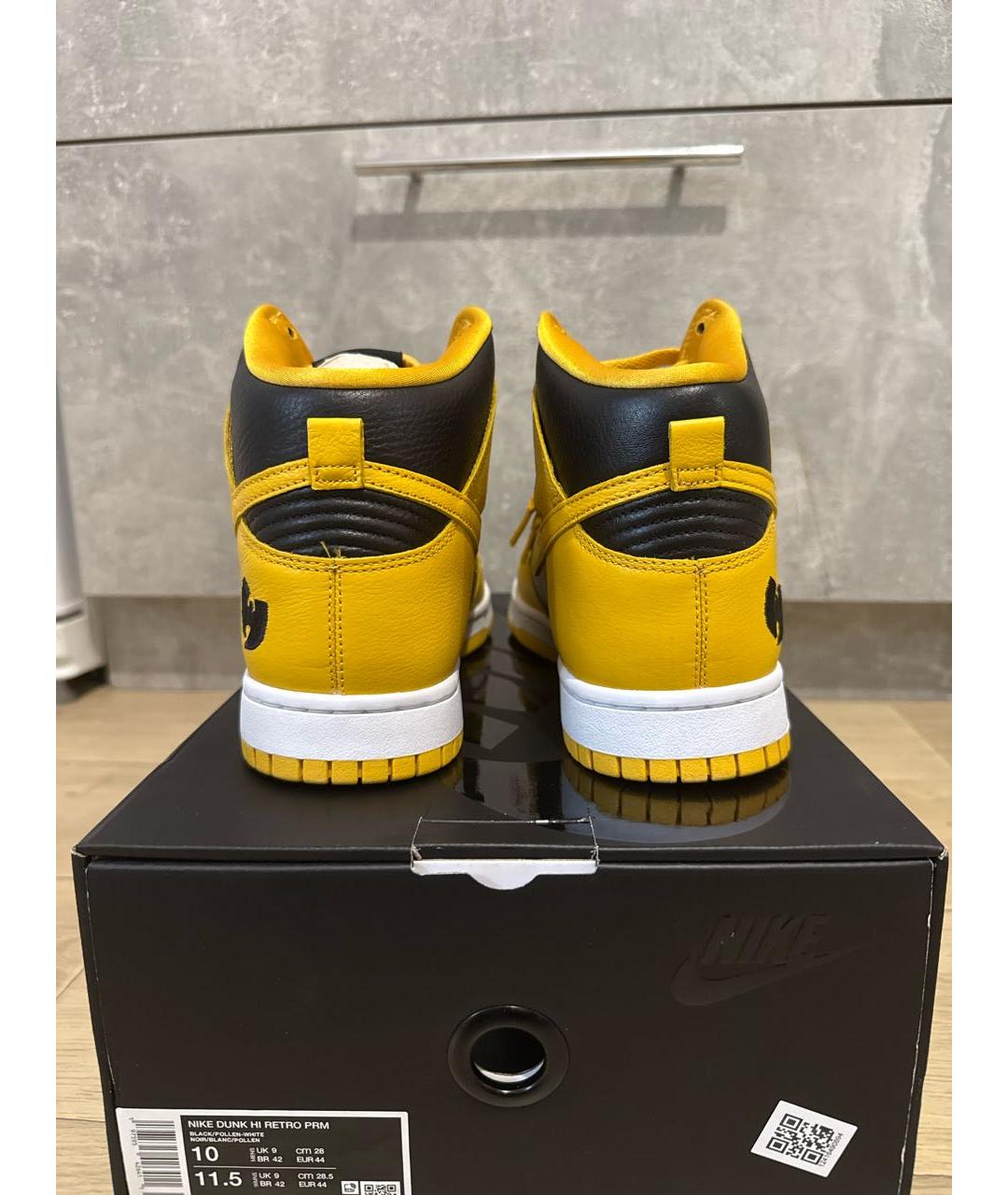 NIKE Желтые кожаные высокие кроссовки / кеды, фото 4