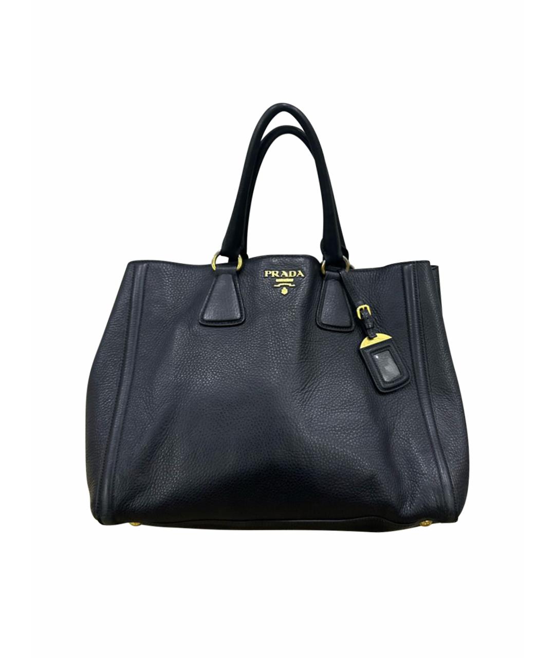 PRADA Черная кожаная сумка тоут, фото 1