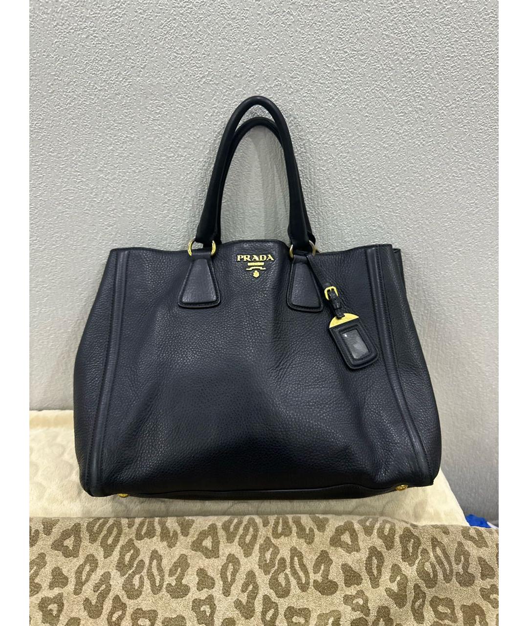 PRADA Черная кожаная сумка тоут, фото 5