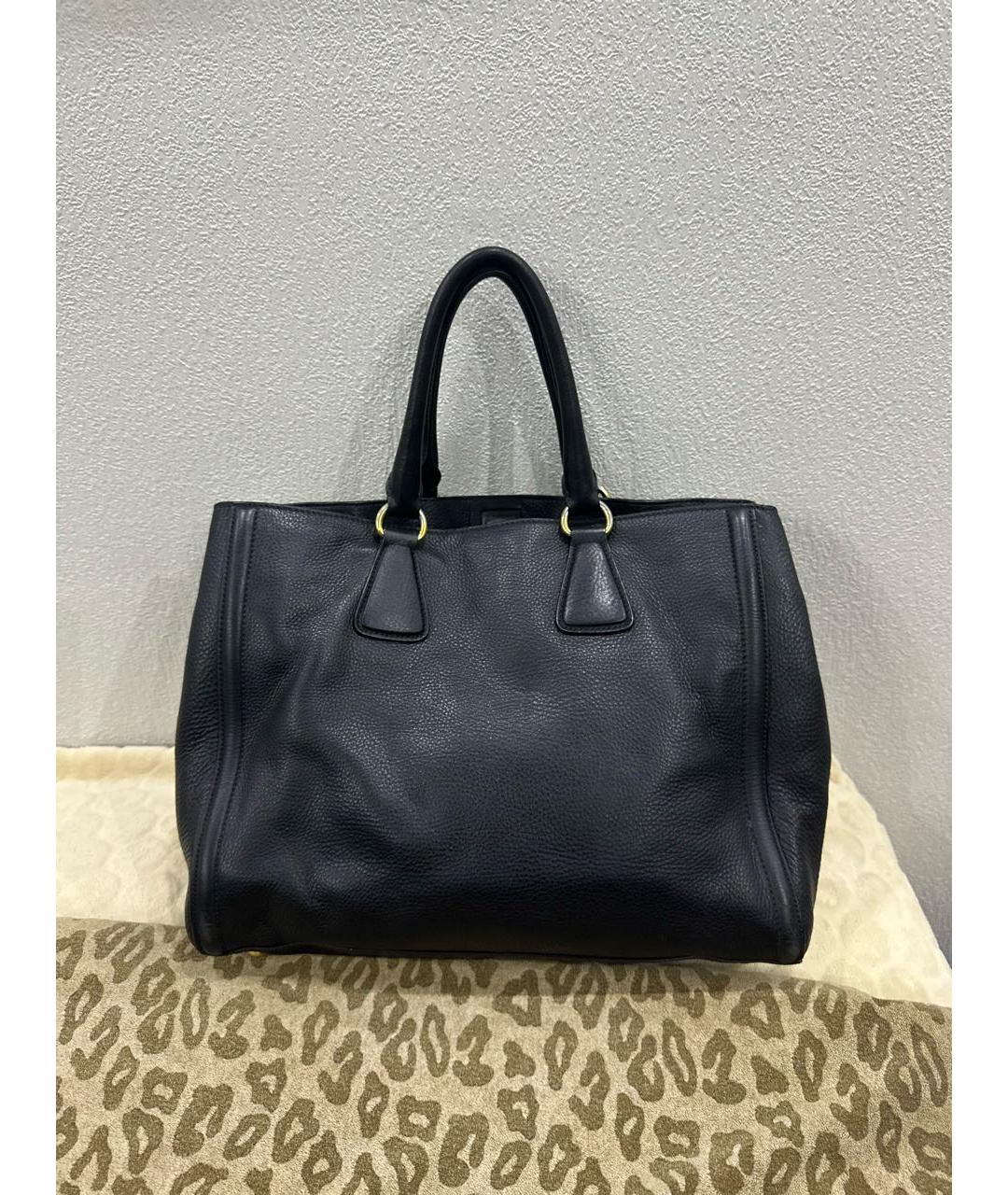 PRADA Черная кожаная сумка тоут, фото 3