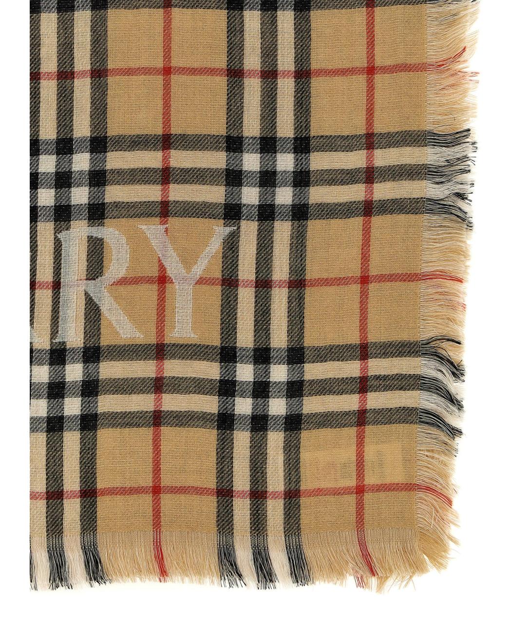 BURBERRY Бежевый шерстяной шарф, фото 2