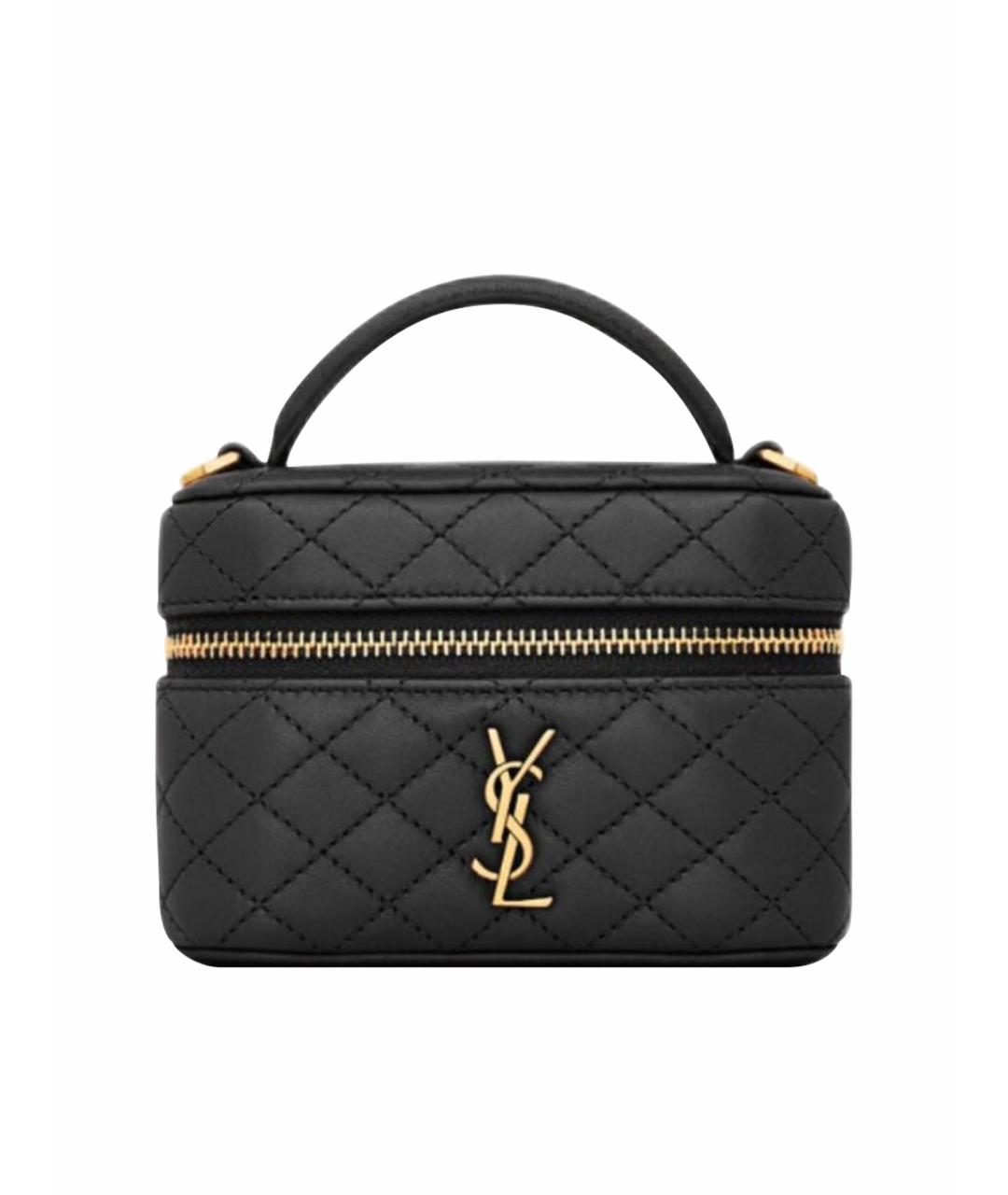 SAINT LAURENT Черная кожаная сумка с короткими ручками, фото 1