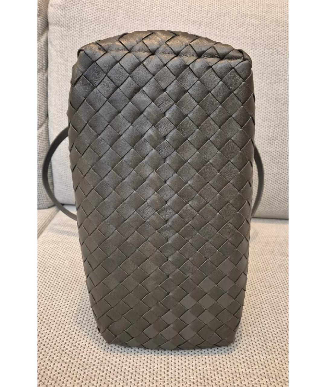 BOTTEGA VENETA Хаки кожаная сумка с короткими ручками, фото 4