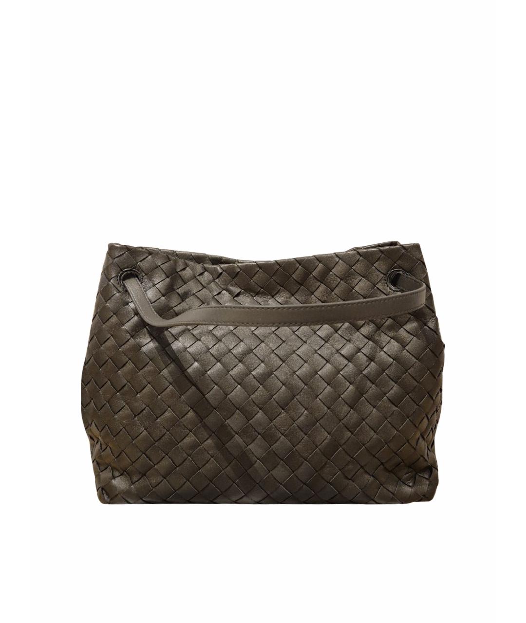 BOTTEGA VENETA Хаки кожаная сумка с короткими ручками, фото 1