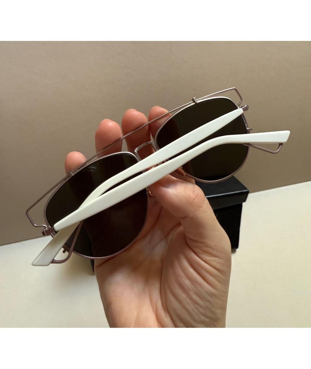 CHRISTIAN DIOR Белые металлические солнцезащитные очки, фото 5