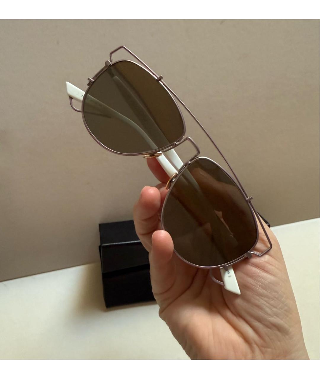 CHRISTIAN DIOR Белые металлические солнцезащитные очки, фото 7