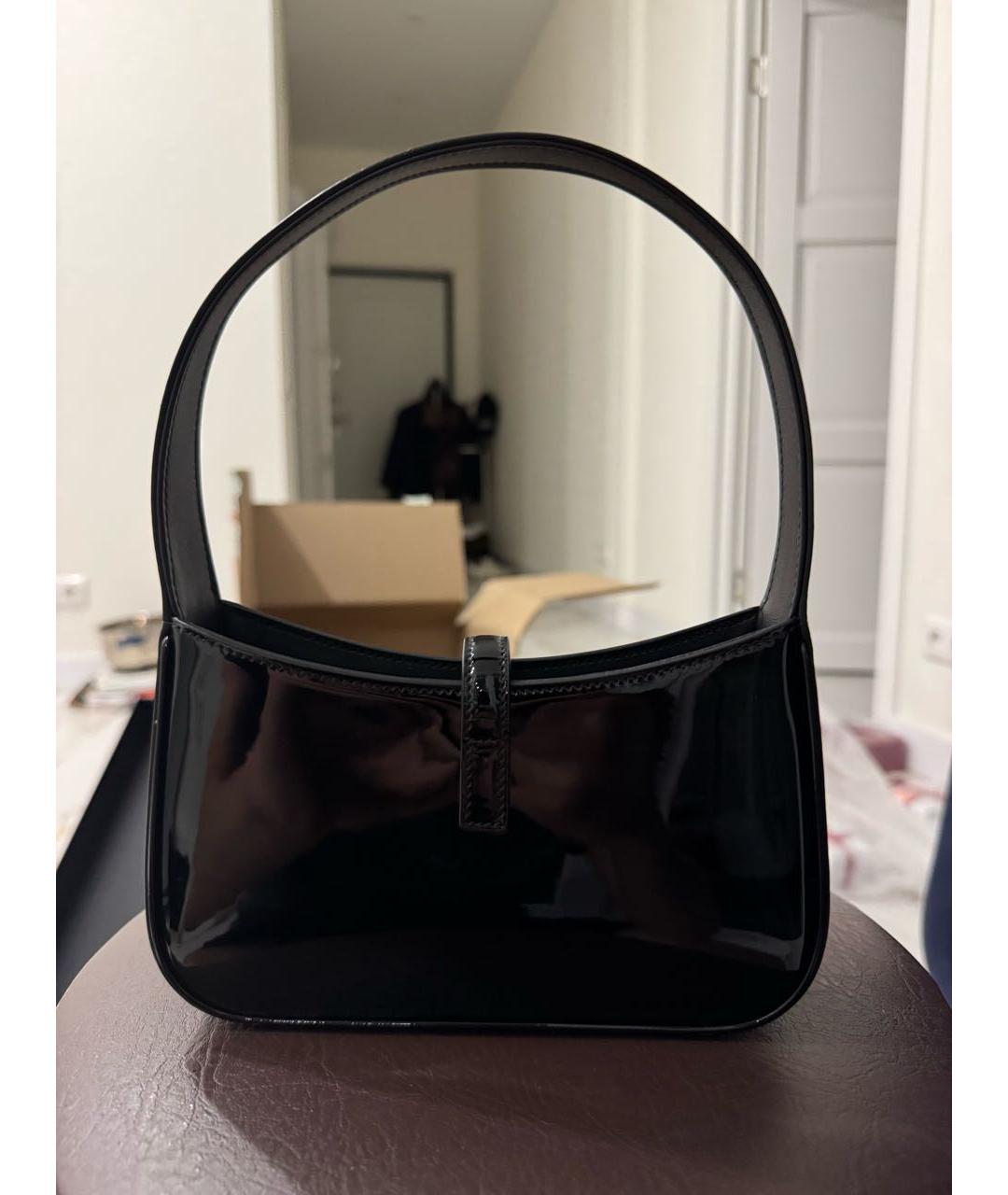 SAINT LAURENT Черная сумка с короткими ручками из лакированной кожи, фото 3